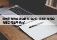 深圳前海微企区块链科技公司[深圳前海微众有限公司是干嘛的]